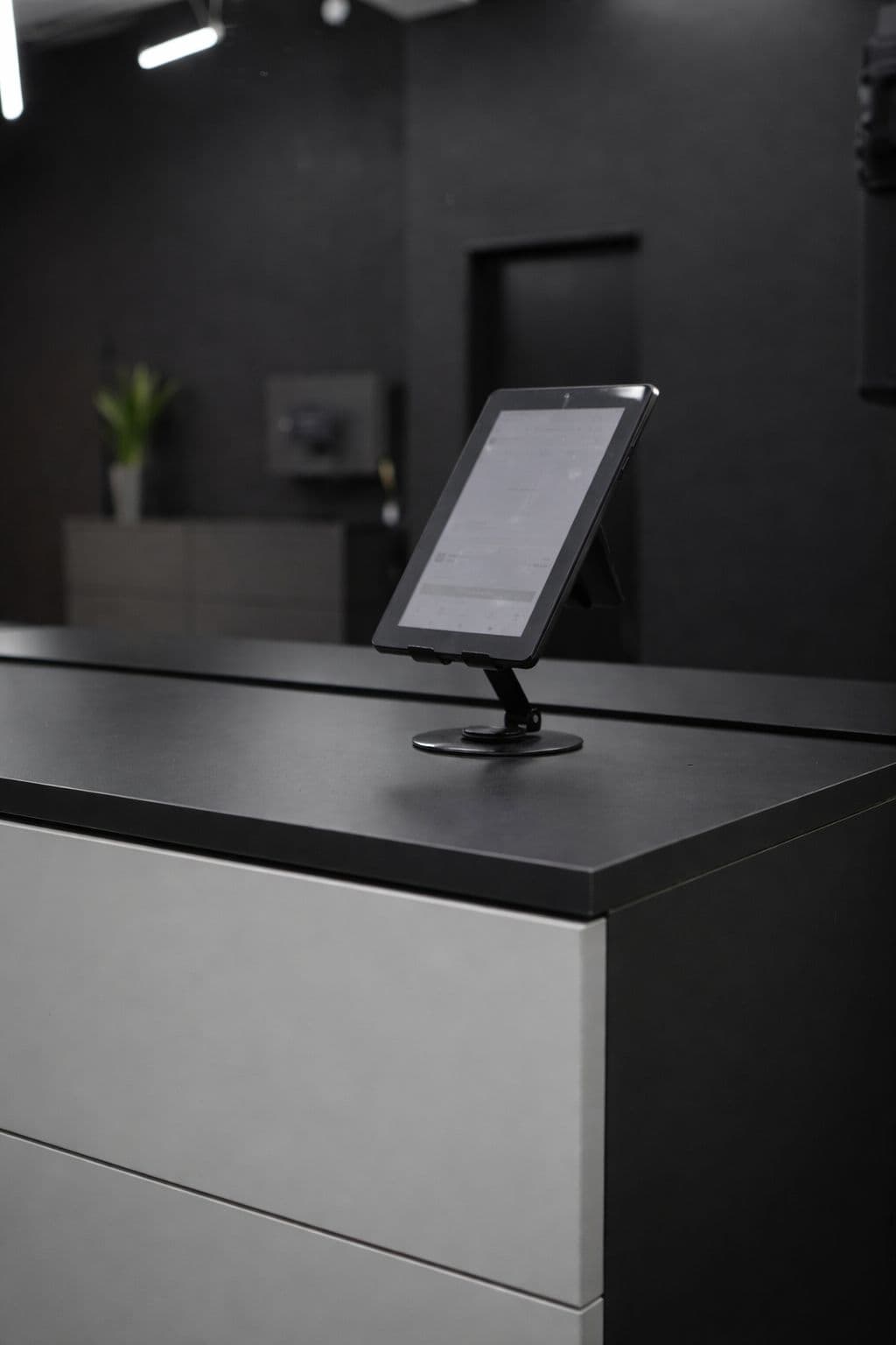 Barber panel on a tablet inside the shop